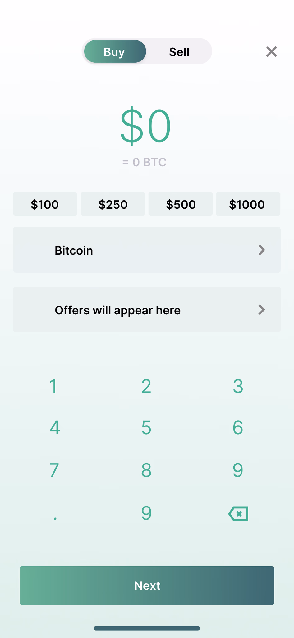 Noteworthy app — amount entry screen.