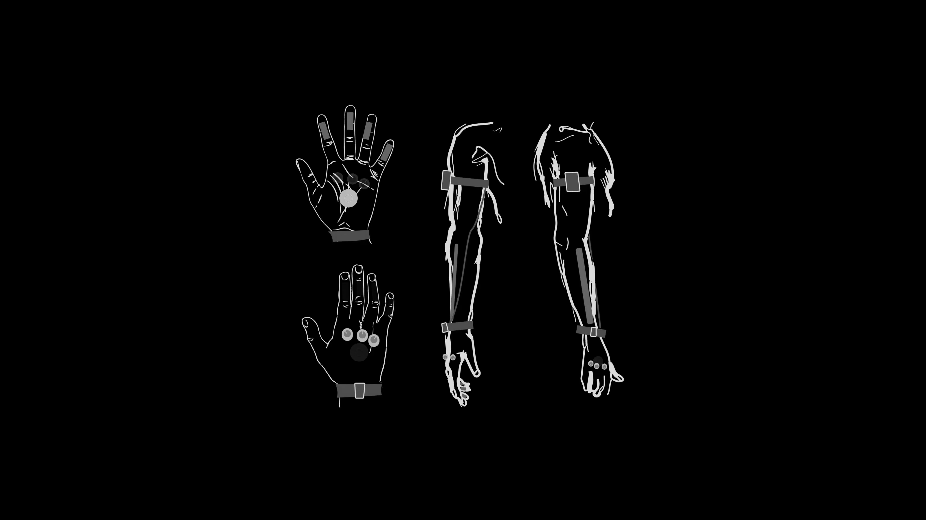 Early sketch of the SG-1 wearable music glove concept.
