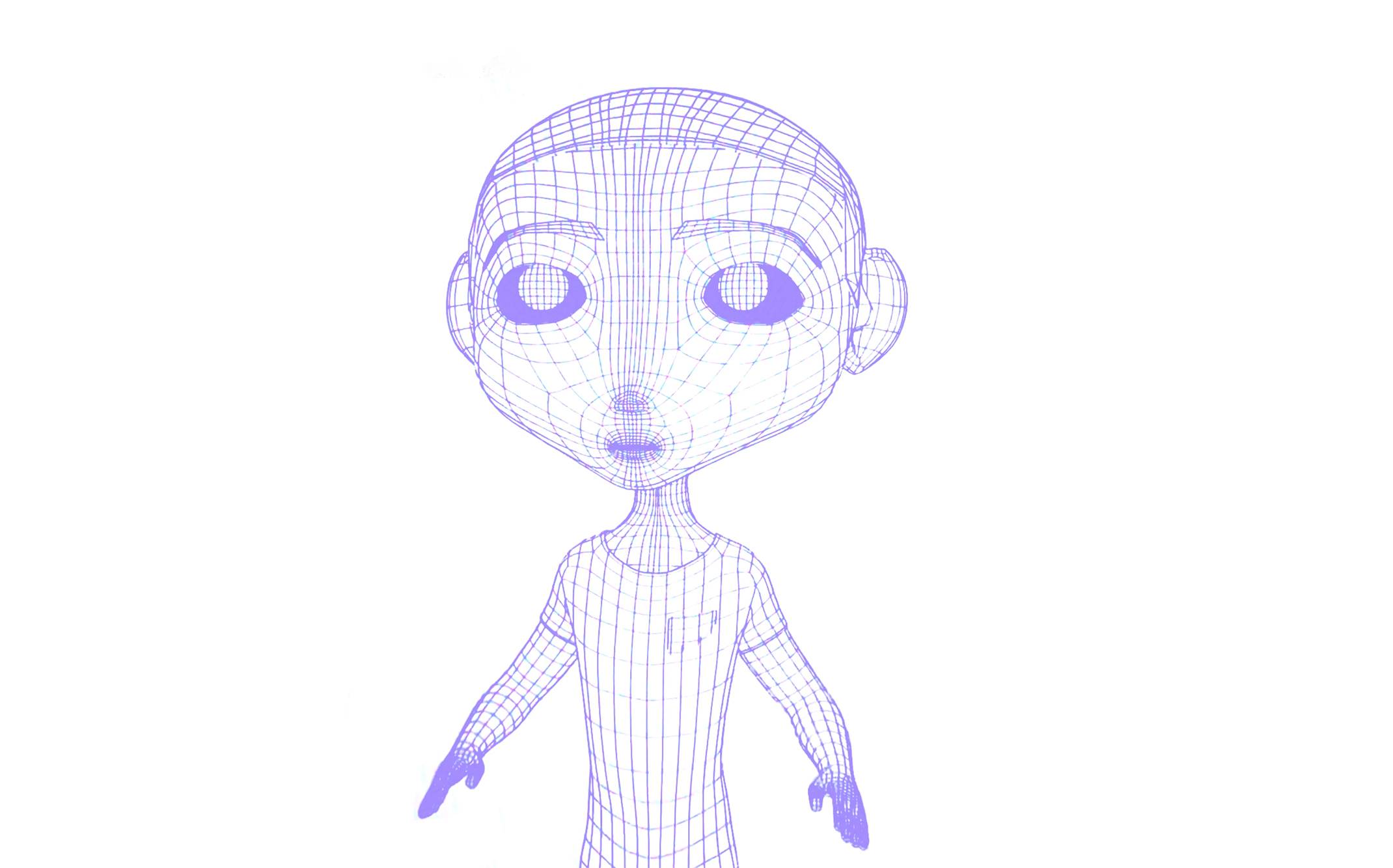 Anatomy and topology development for the Satta character in Blender.