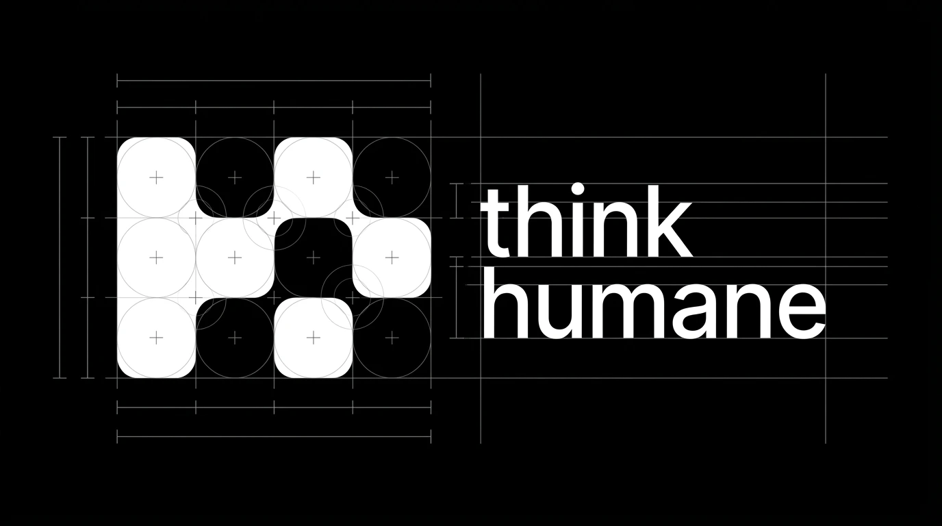 ThinkHumane logo design with encrypted T and H letters.