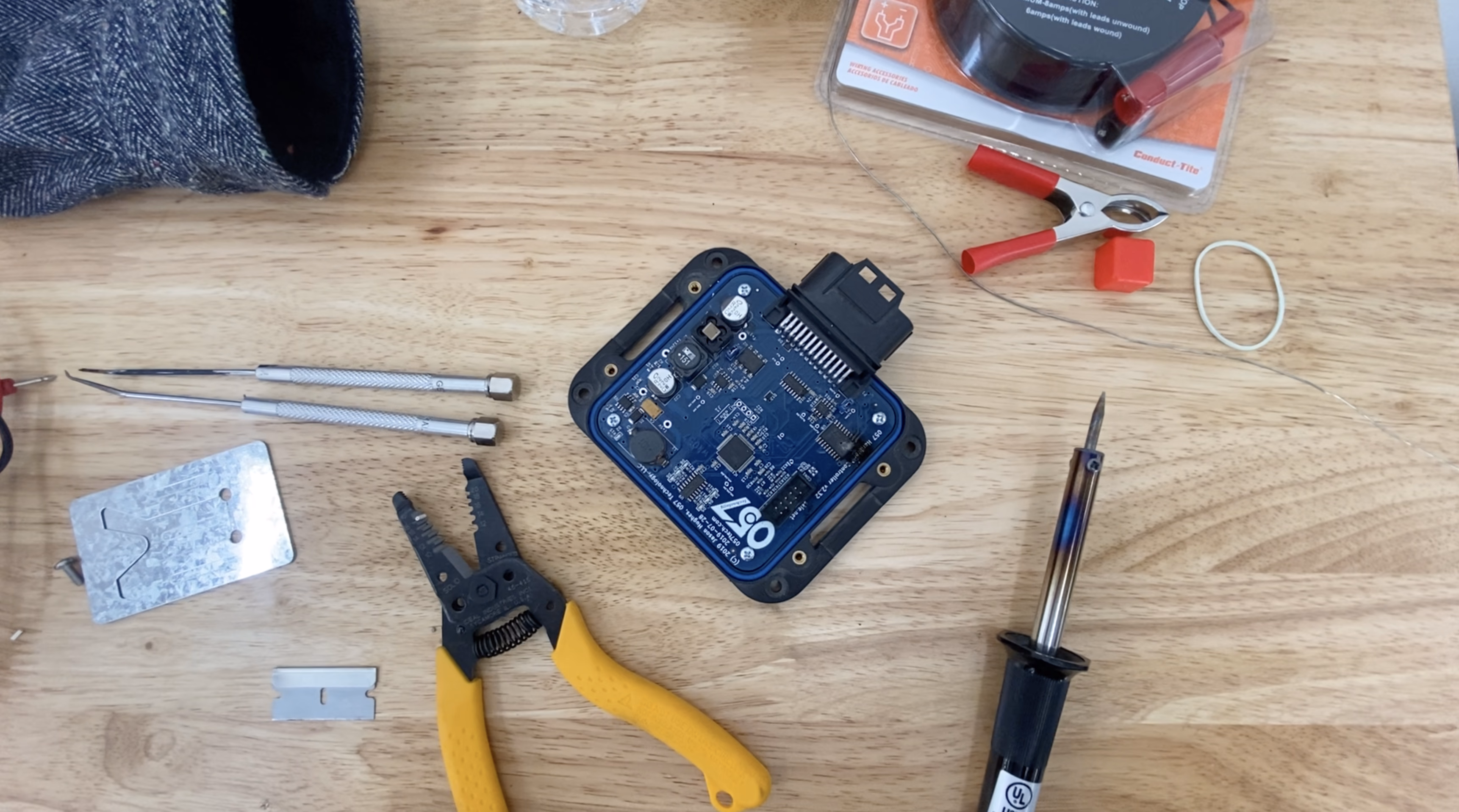 Workshop tools laid out during the Vatio build.